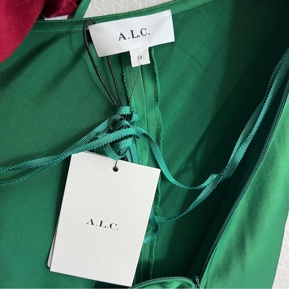 TUCKERNUCK A.L.C Blakey Cut out Satin Dress in green size 12 - Picture 15 of 15